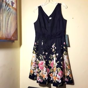 Coldwater Creek Blue Navy Floral dress Size 10P